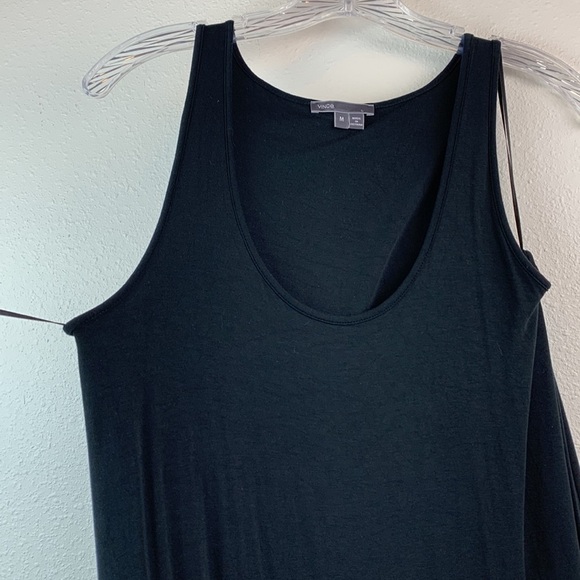 Vince sleeveless tank style jersey knit maxi dress, chambray block back (flaws) - Picture 3 of 13